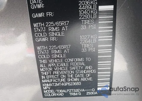 2016 Nissan Rogue S z USA, uszkodzony, nr VIN KNMAT2MT4GP623683